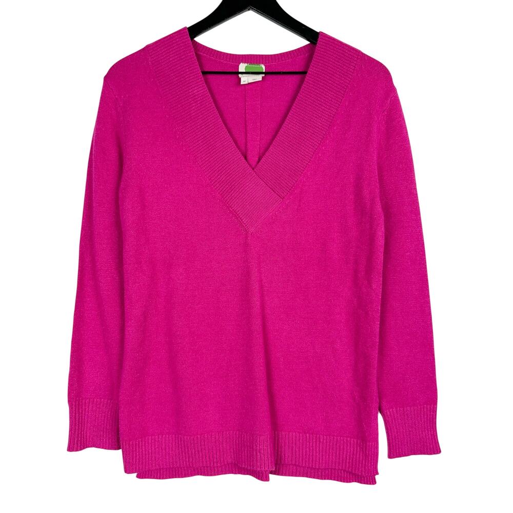 Anthopologie VNeck Stretchy Relaxed Fit Sweater Pink - XS